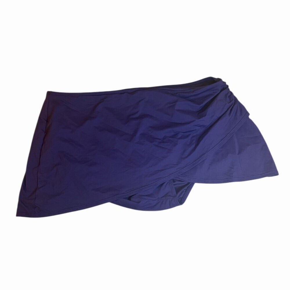 Anne Cole Swim Skirt Skort Bikini Bottom Womens Size 20 Navy Blue Stretch
